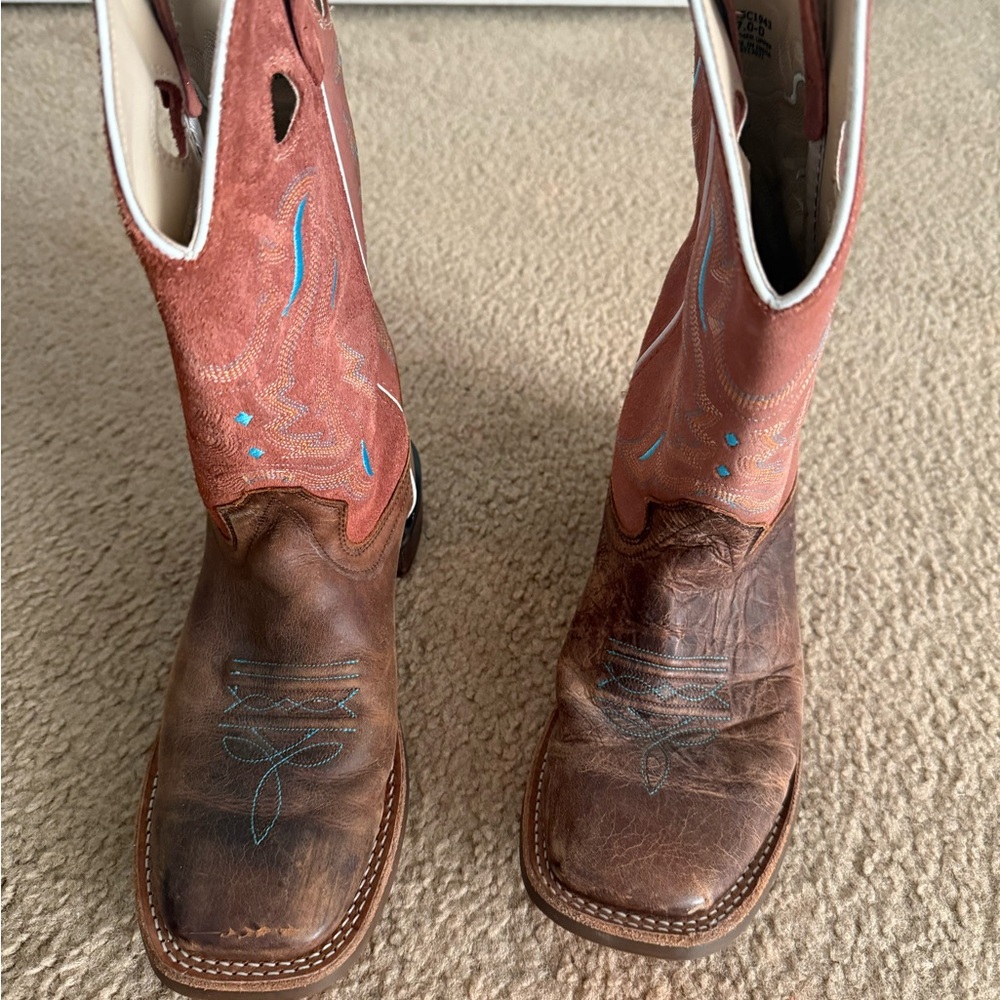 Brown and Pink Western Boots